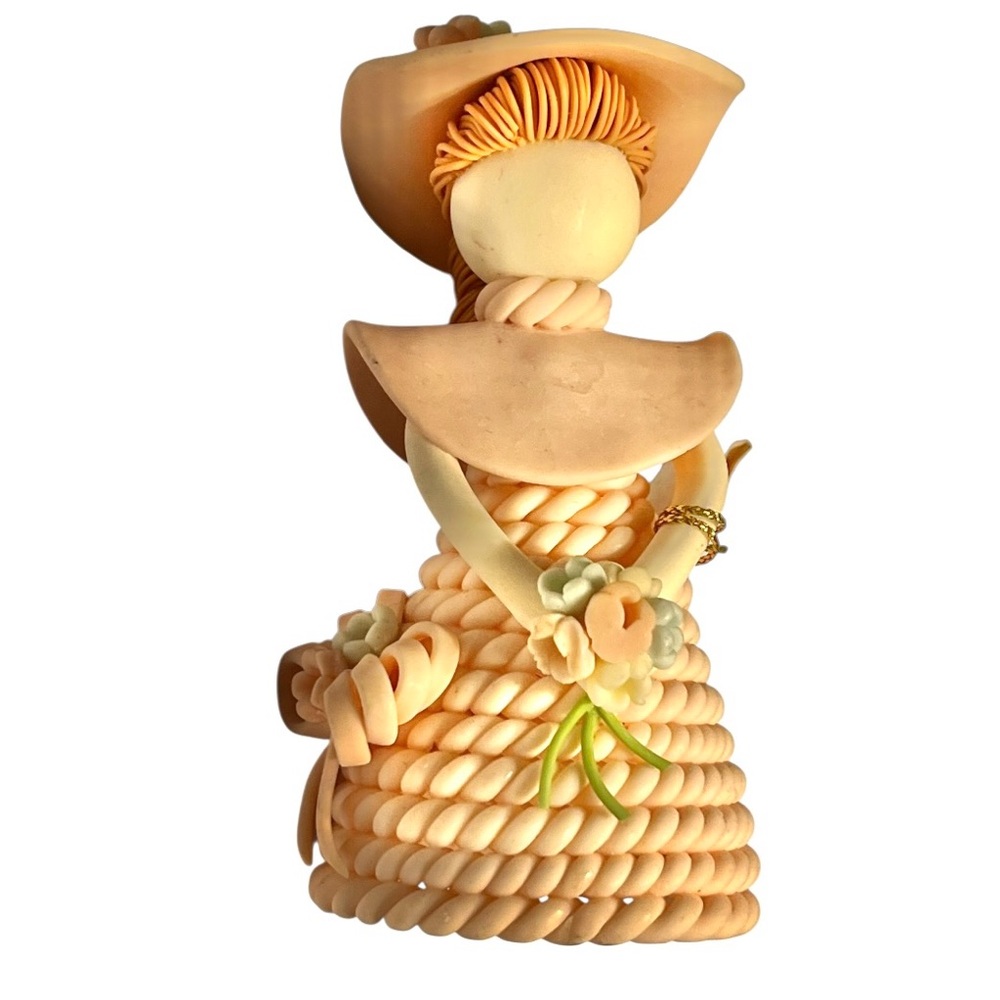 Handmade Dominican doll faceless peach phenomenal detail info tag attached 4.5”